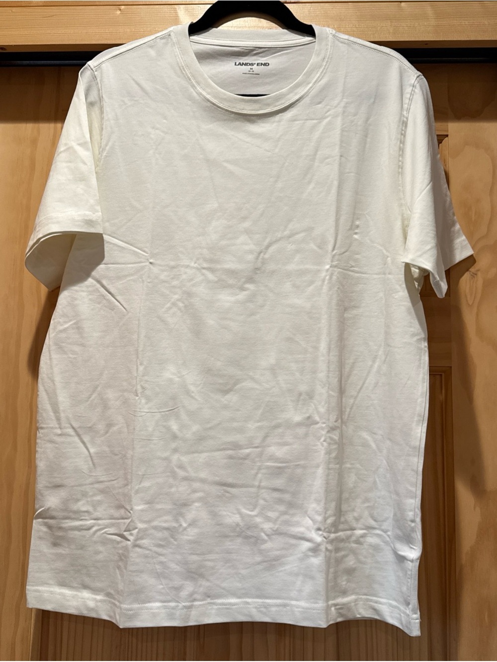 Lands' End Men's Crew Neck Tee in Ivory Sz M